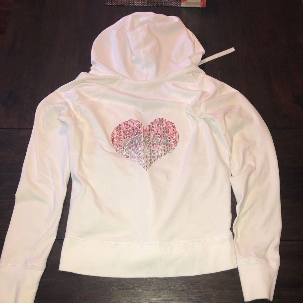 White GUESS XL zip up great condition Last chance